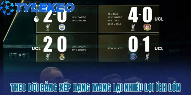 Việc theo dõi bảng xếp hạng mang lại nhiều lợi ích đáng kể